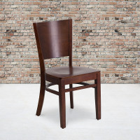 Flash Furniture XU-DG-W0094B-WAL-WAL-GG Lacey Series Solid Back Walnut Wooden Restaurant Chair